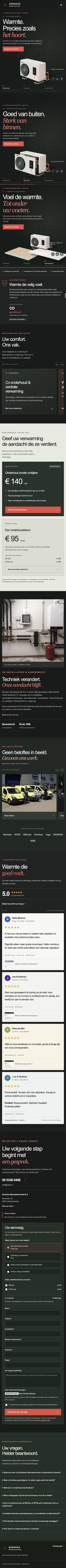 De volledige homepage van Kerskes Warmtetechniek, van warmtepomp tot contactformulier
